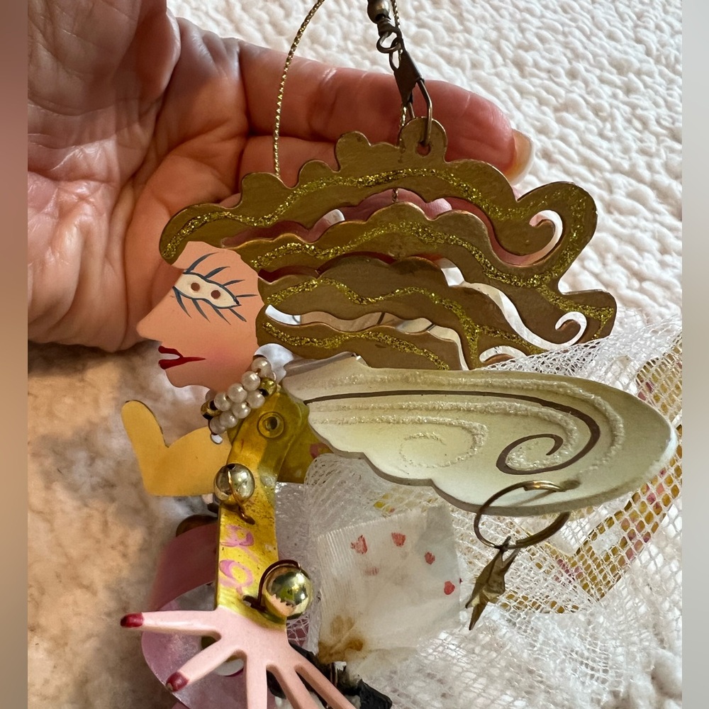 Karen Rossi Silvestri Fanciful Flights Angel Ornament; Breast Cancer Angel - Picture 5 of 8